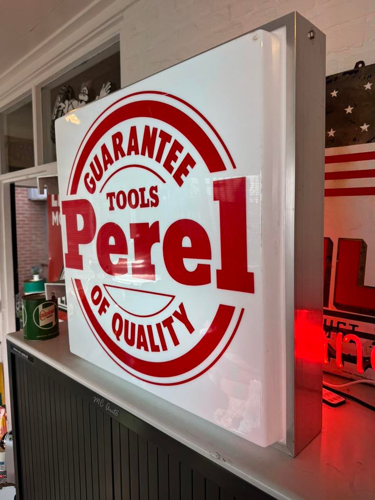 Perel gereedschap reclame lichtbak, Ophalen, Gebruikt, Lichtbak of (neon) lamp