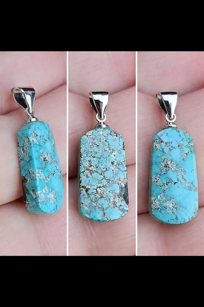 Prachtige sterling zilveren hanger met natuurlijk turkoois, Ophalen, Blauw, Nieuw, Met edelsteen