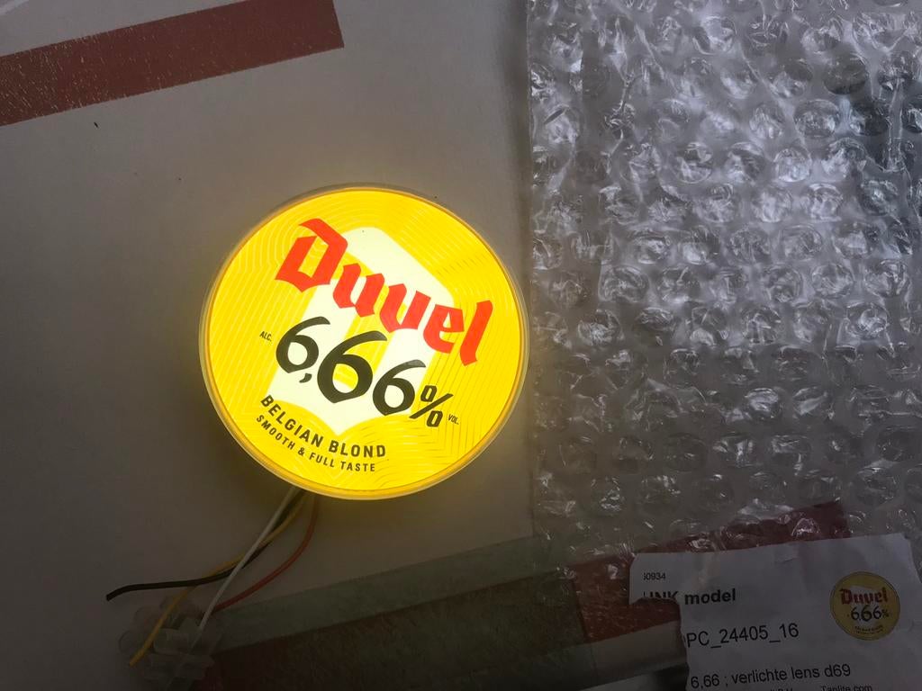 Duvel 6,66% taplens met verlichting nieuw, Ophalen of Verzenden, Nieuw, Overige typen, Duvel