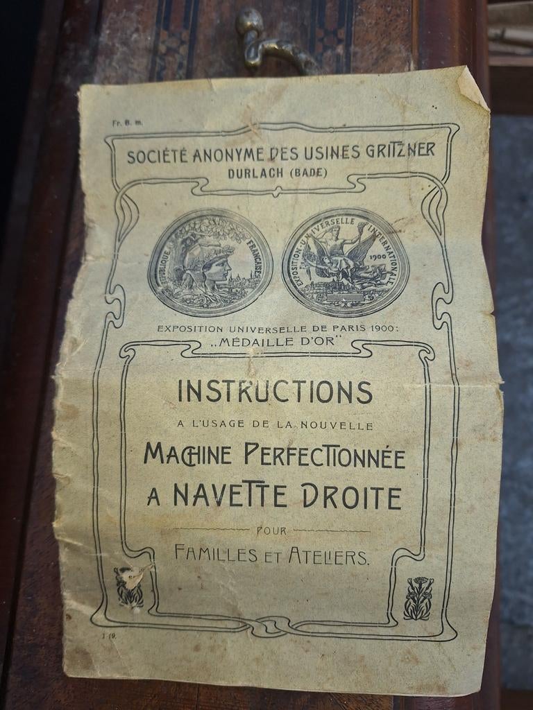 Ancienne machine à coudre GRITZNER, Antiquités & Art, Enlèvement