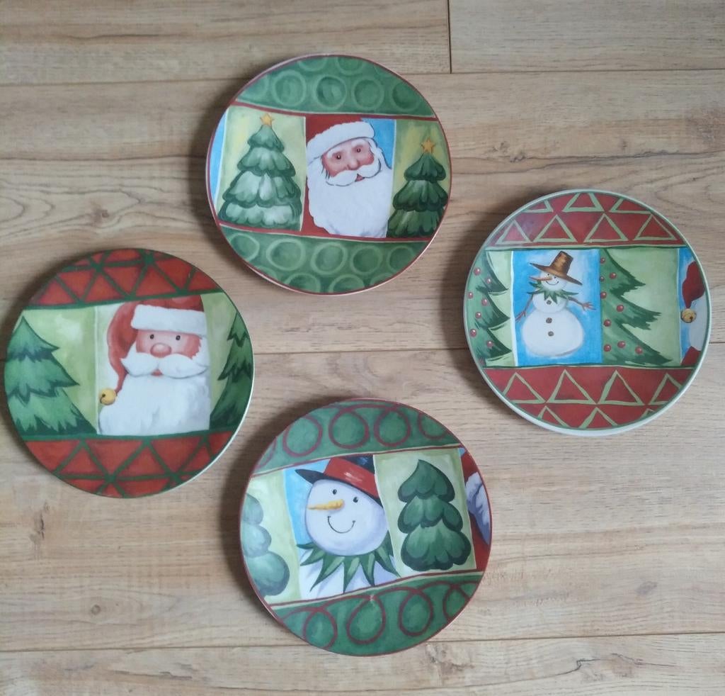 Set van 4 decoratieve kerstborden diameter 21 cm, Ophalen of Verzenden