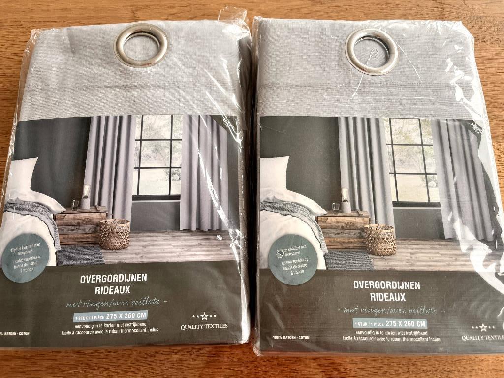 overgordijnen rideaux, Maison & Meubles, Ameublement | Rideaux & Stores à lamelles, Neuf, 200 cm ou plus, Gris, Enlèvement