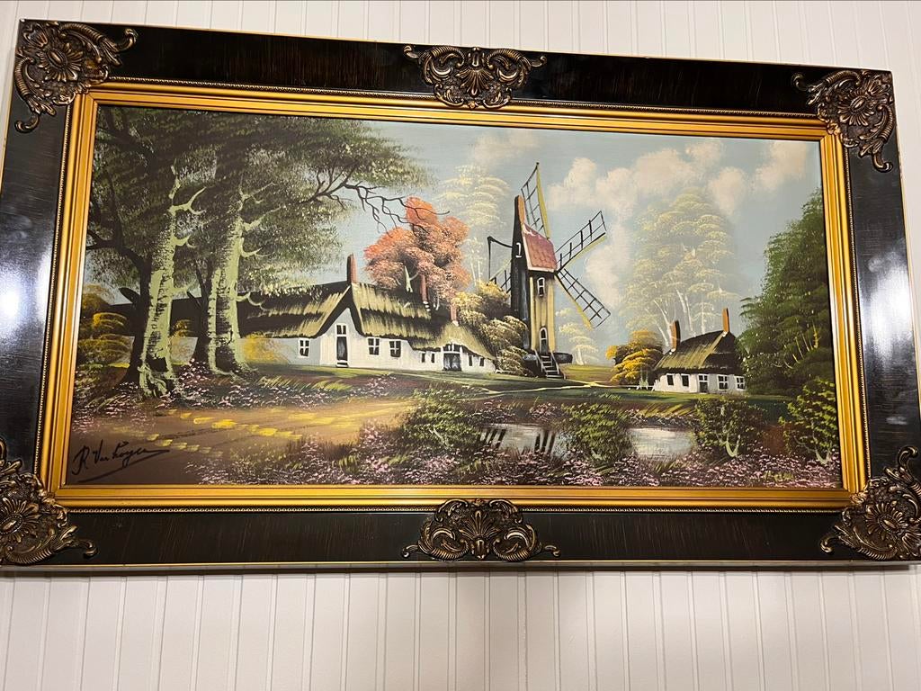 Groot gesigneerd schilderij, Ophalen of Verzenden