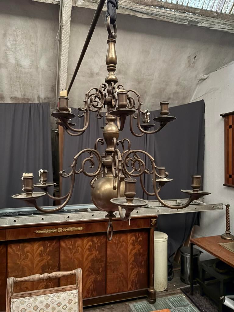 Lustre Bougie Ancien / Laiton, Enlèvement, Utilisé, Métal, Antique Laiton