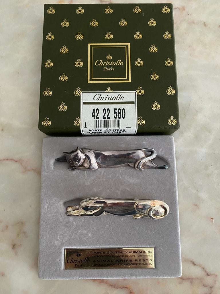 Messenleggers Christofle “chien et chat” Gallia Sandoz, Antiek en Kunst, Ophalen of Verzenden, Zilver