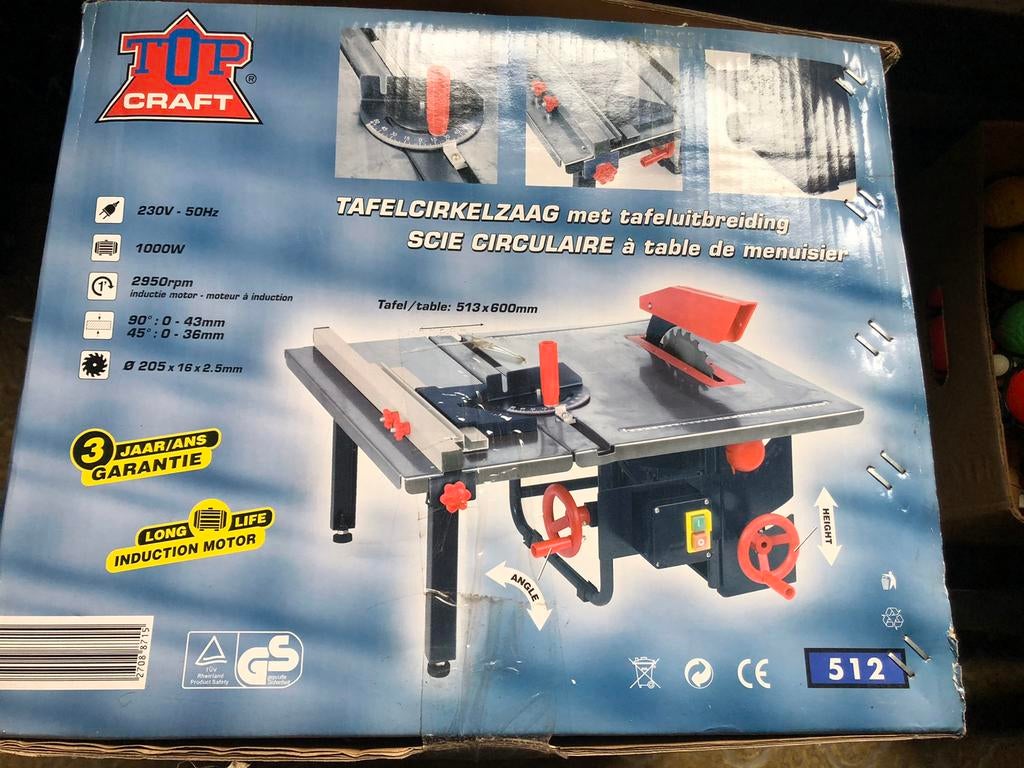 Tafelcirkelzaag met tafeluitbreiding. Nieuw., Doe-het-zelf en Bouw, Gereedschap | Zaagmachines, Ophalen, Cirkelzaag, Nieuw, 600 tot 1200 watt