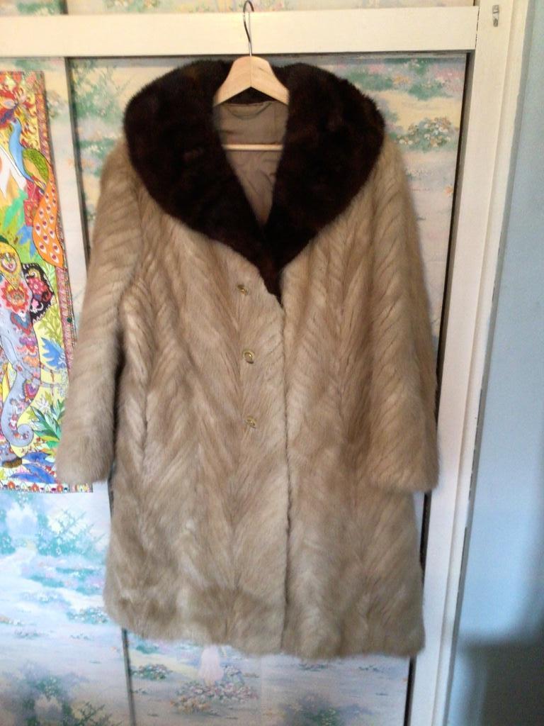 Witte nertsbontjas, Ophalen of Verzenden, Zo goed als nieuw, Maat 42/44 (L), Wit