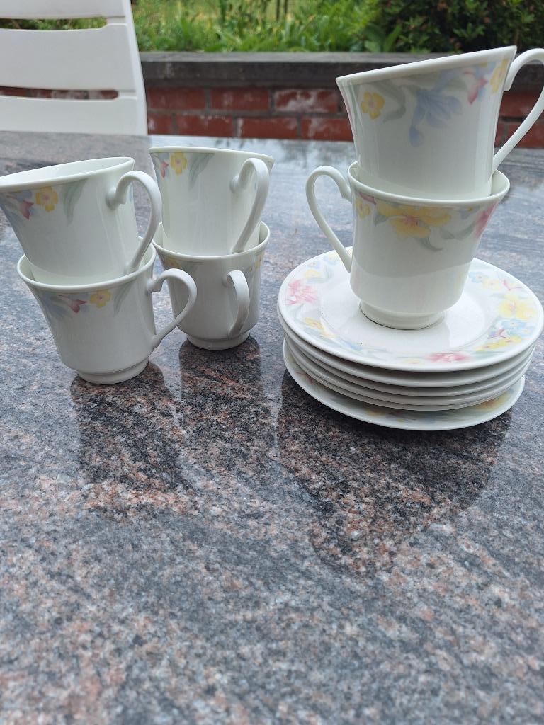 Koffie servies met bloemen, Ophalen, Zo goed als nieuw, Overige stijlen, Compleet servies