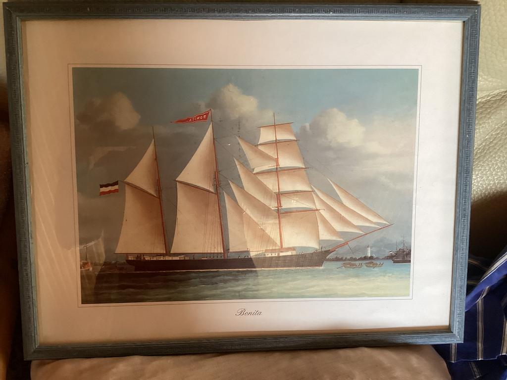 2 cadres : bateau + fleur Passiflora, Enlèvement, Comme neuf