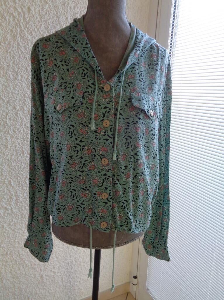 Veste légère imprimée. "Marque Chainz". Taille 38/40, Kleding | Dames, Jassen | Zomer, Gedragen, Maat 38/40 (M), Groen, Verzenden