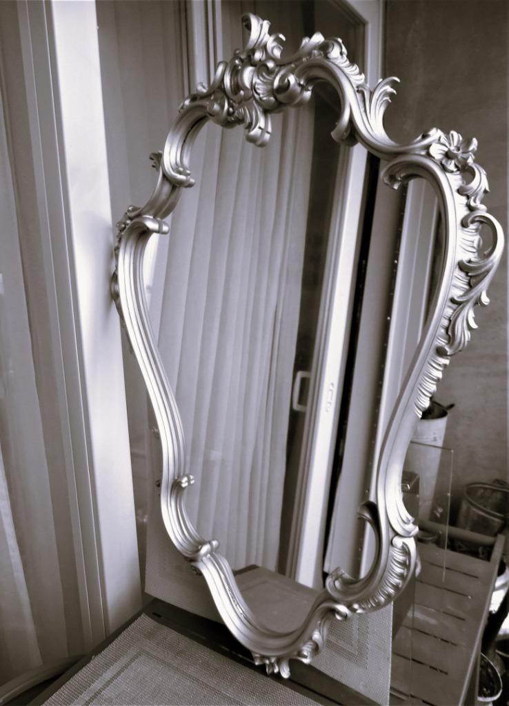 Miroir Antieque XXL Louis XV Argent Rose H 95 cm😍💑⚡😎👌, Enlèvement ou Envoi, Autres formes, 50 à 100 cm, Moins de 100 cm
