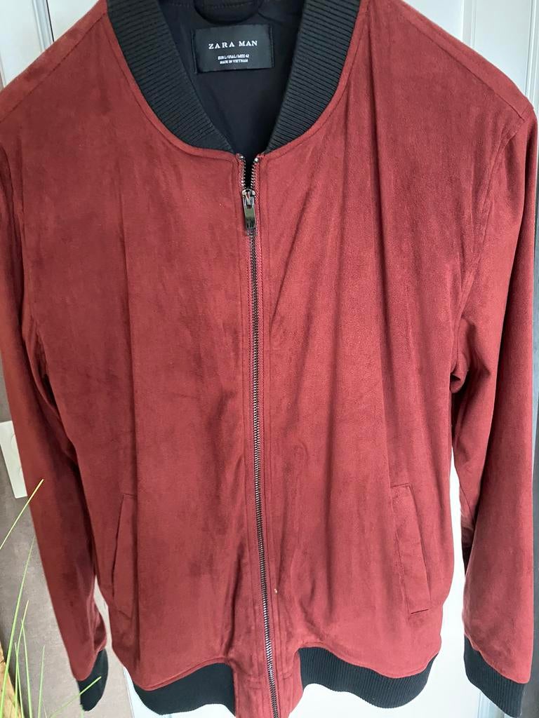 Heren jas nubuck mooi kleur massimo dutti Zara, Verzenden, Zo goed als nieuw, Rood