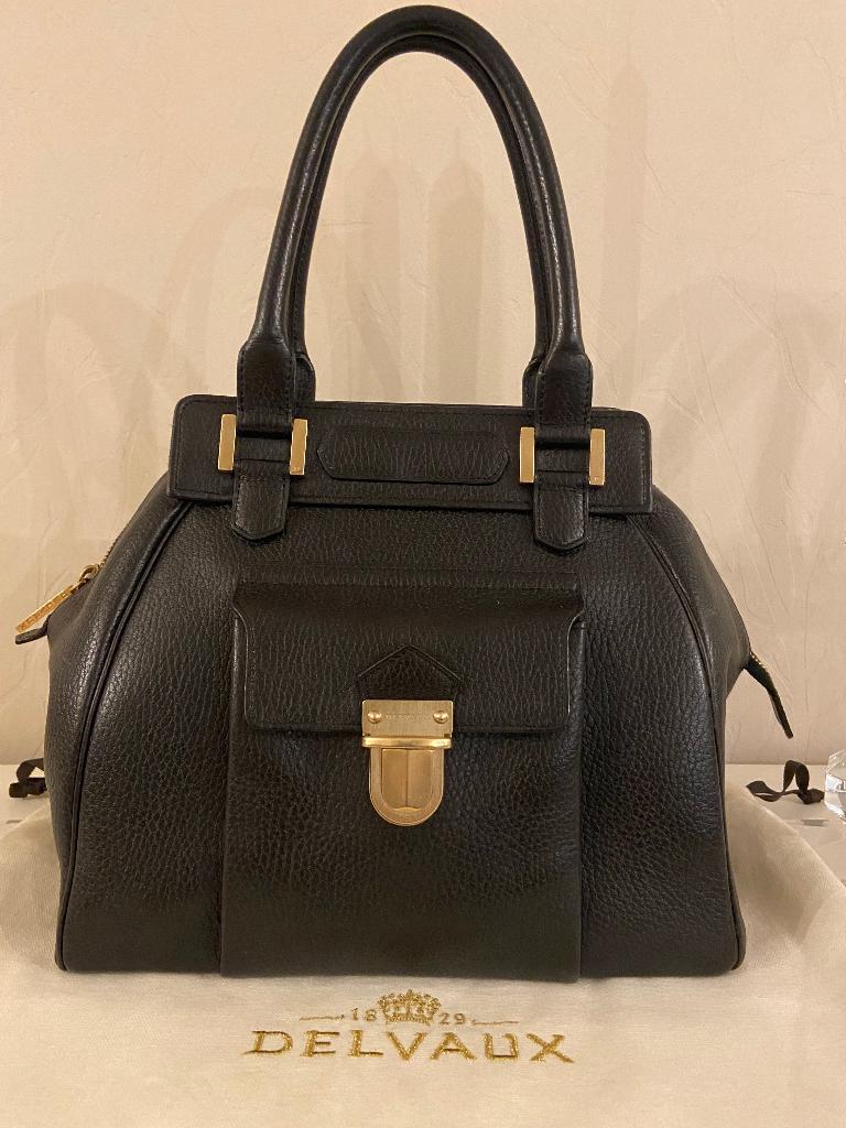 Delvaux Coquin MM – Zwart Jumping Kalfsleder, Enlèvement ou Envoi, Comme neuf, Noir, Sac à main