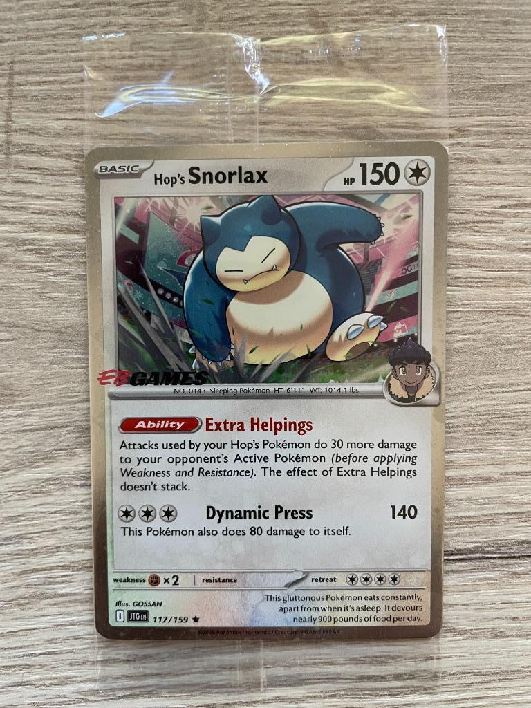 Hop's Snorlax (xJTG 117) Promo EB Games Pokemon - sealed!, Ophalen of Verzenden, Nieuw, Losse kaart, Foil