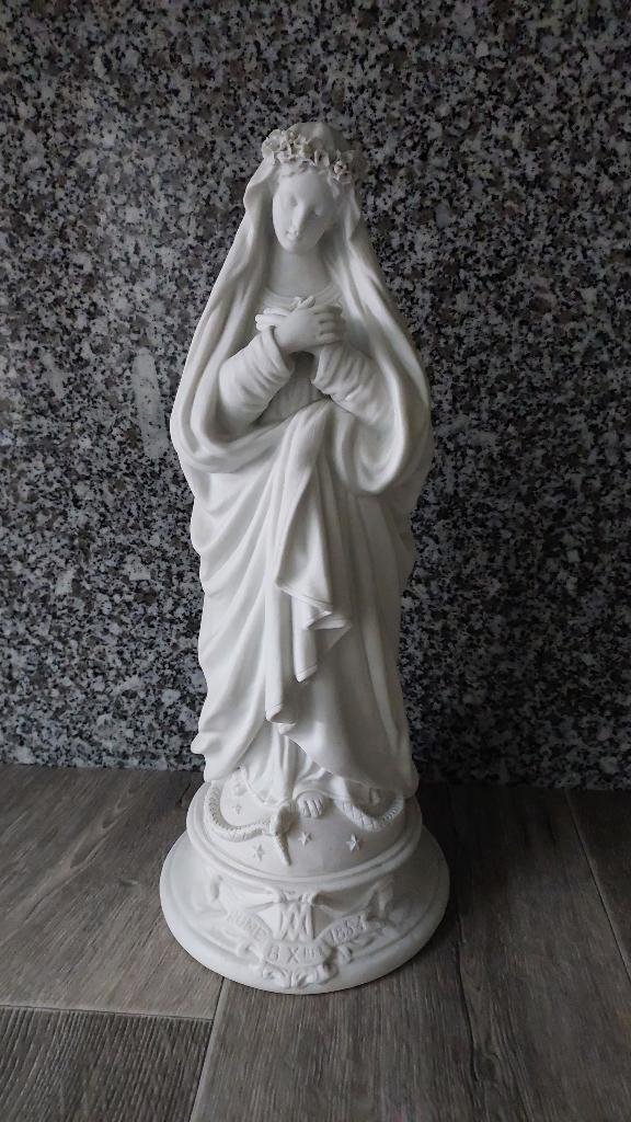 Antiek Lieve-Vrouwe-beeldje in bisquit, Antiek en Kunst, Antiek | Porselein, Ophalen of Verzenden