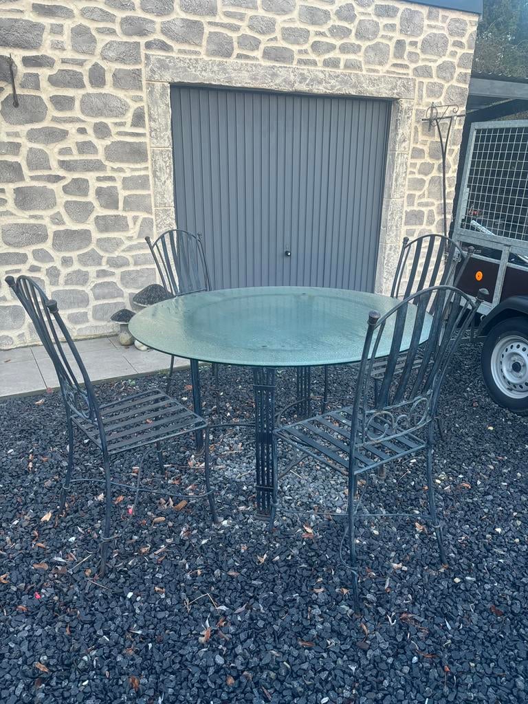 Table  et chaises fer forgé, Jardin & Terrasse, Enlèvement, Utilisé, Autres matériaux