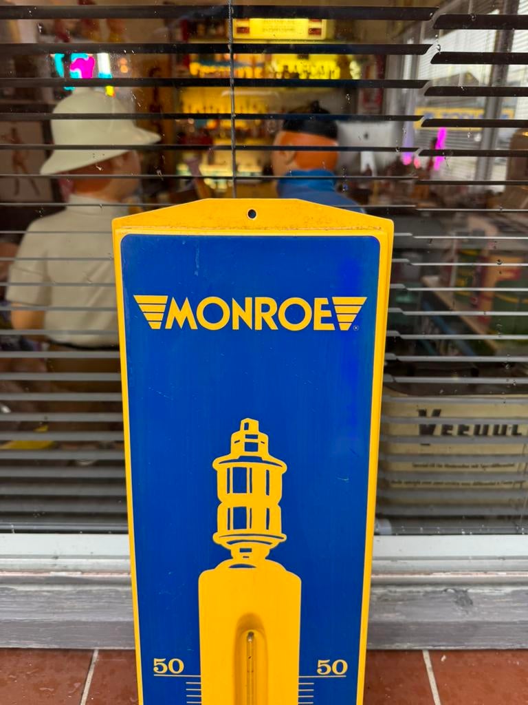 Monroe Schokbrekers reclame thermometer, Ophalen, Gebruikt, Reclamebord