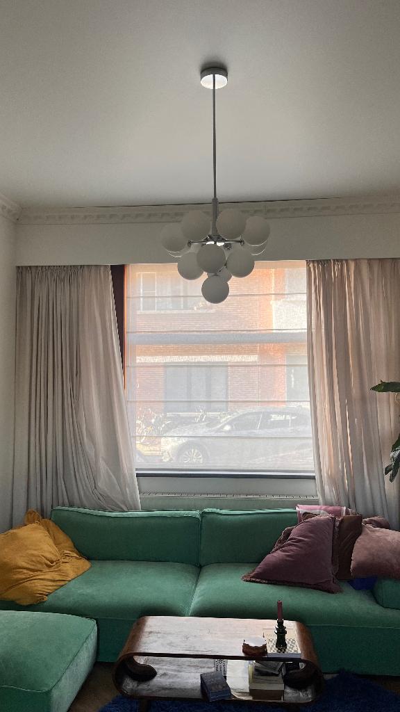 Spoetnik lamp, Huis en Inrichting, Lampen | Hanglampen, Gebruikt, 75 cm of meer, Glas, Metaal, Ophalen