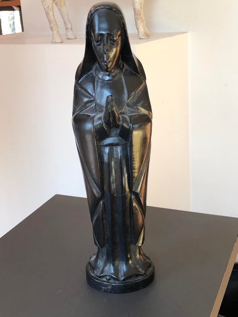 Zwart houten Maria beeld, Enlèvement, Comme neuf