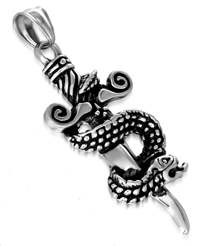 Pendentif biker en acier inoxydable poignard & serpent, Enlèvement ou Envoi, Neuf