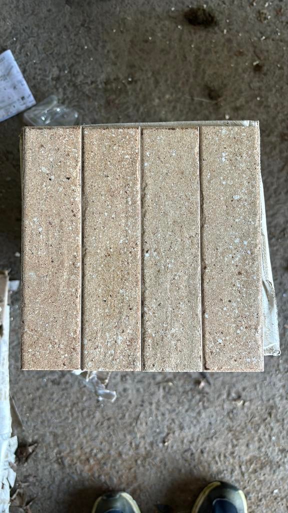 Wandtegels block sand mat 5x20, Doe-het-zelf en Bouw, Tegels, Ophalen, Zo goed als nieuw, Wandtegels