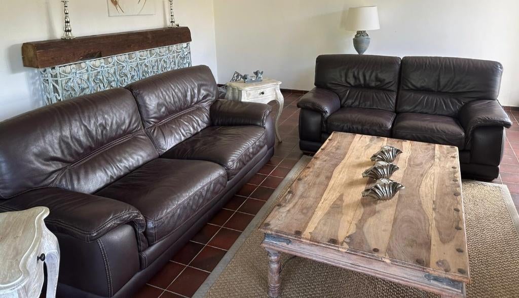 coin salon en cuir complet (3+2+1), Enlèvement, Cuir