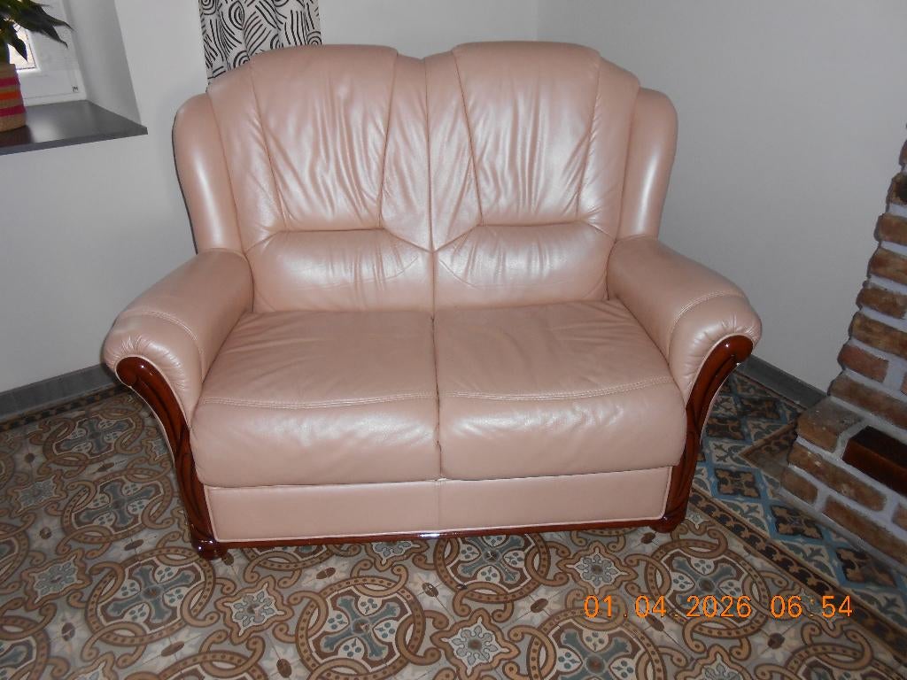 Très beau canapé en cuir, Ophalen, Zo goed als nieuw, Leer