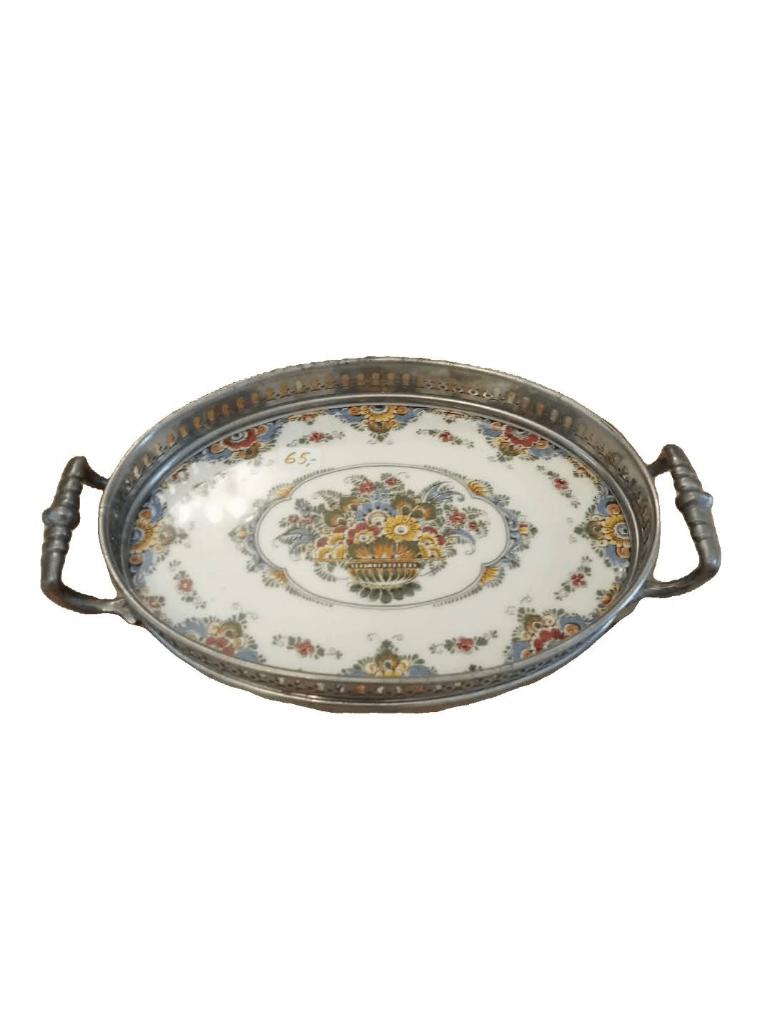 Delft dienblad, Huis en Inrichting, Woonaccessoires | Dienbladen, Ophalen of Verzenden, Zo goed als nieuw, Ovaal, Metaal