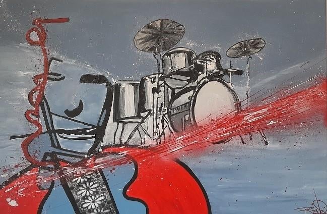 GROOT CANVAS DOEK IN STIJL VAN HERMAN BROOD, Ophalen of Verzenden