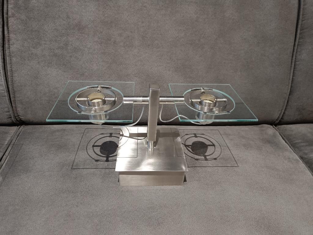 2 plafond spots in RVS., Huis en Inrichting, Lampen | Spots, Metaal of Aluminium, Ophalen of Verzenden, Zo goed als nieuw, Led