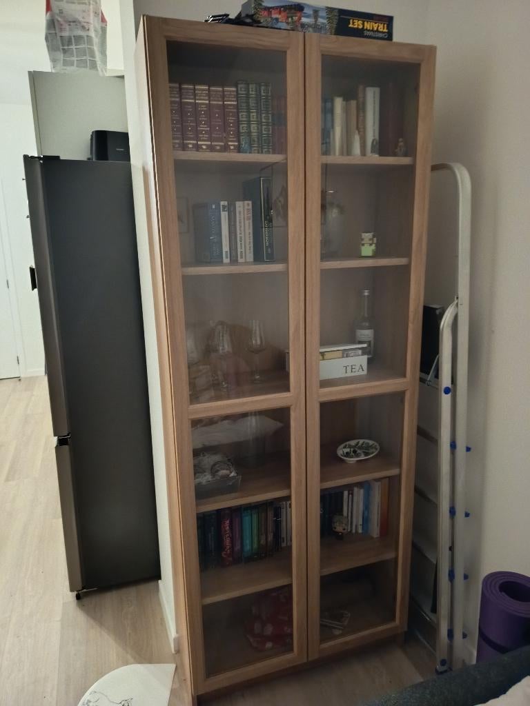 Bibliothèque motif chêne, Maison & Meubles, Avec porte(s), Comme neuf, Enlèvement, 25 à 50 cm