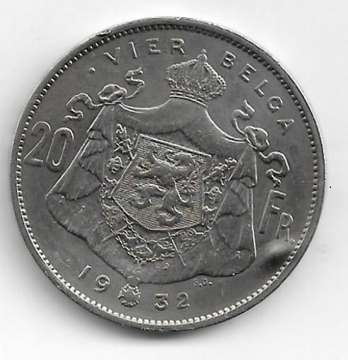 België: 4 belga 1932 VL (B) = MISSLAG (teveel metaal), Verzenden, Metaal, Losse munt