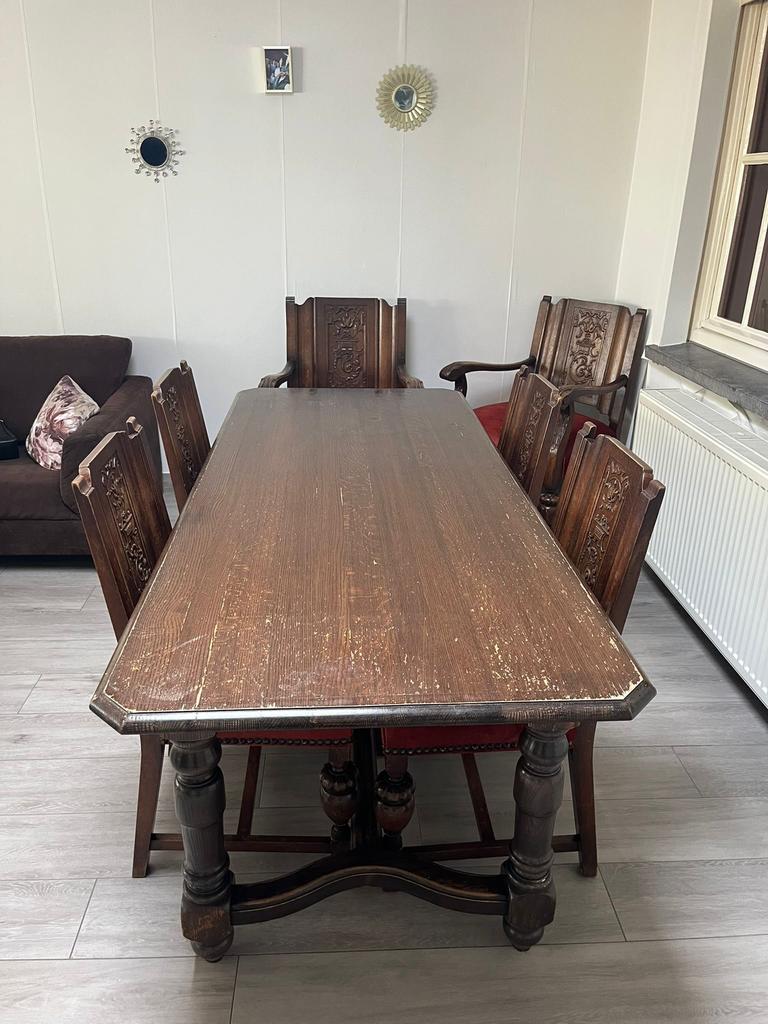Eet tafel met  6stoelen, Antiek en Kunst, Ophalen
