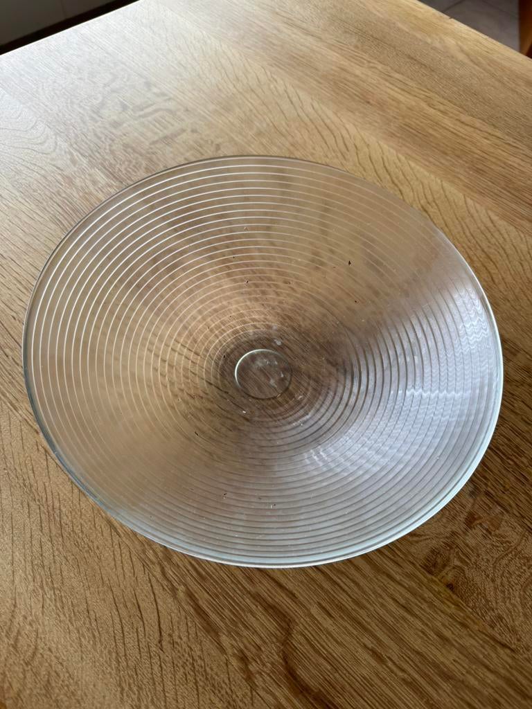Cirkelvormige glazen schaal, Ophalen, Gebruikt, Schaal, Rond