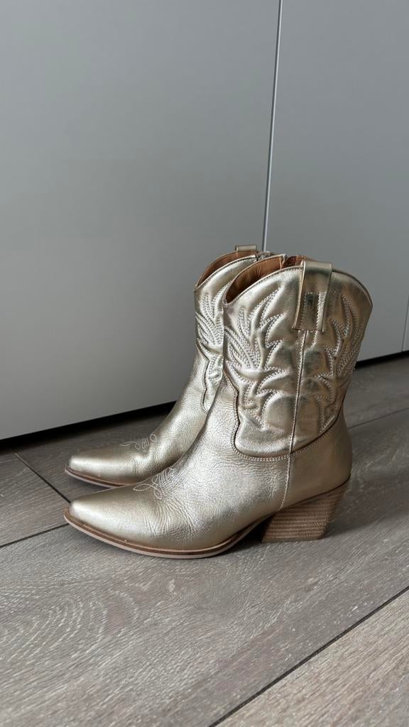 Cowboy boots ( leder/41/goud), Ophalen, Overige kleuren, Lage of Enkellaarzen, Zo goed als nieuw