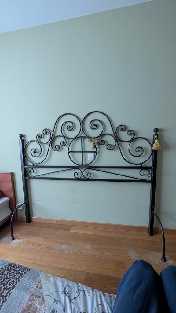 Tête de lit vintage en fer forgé noir, Huis en Inrichting, Slaapkamer | Bedden, Ophalen, Zwart