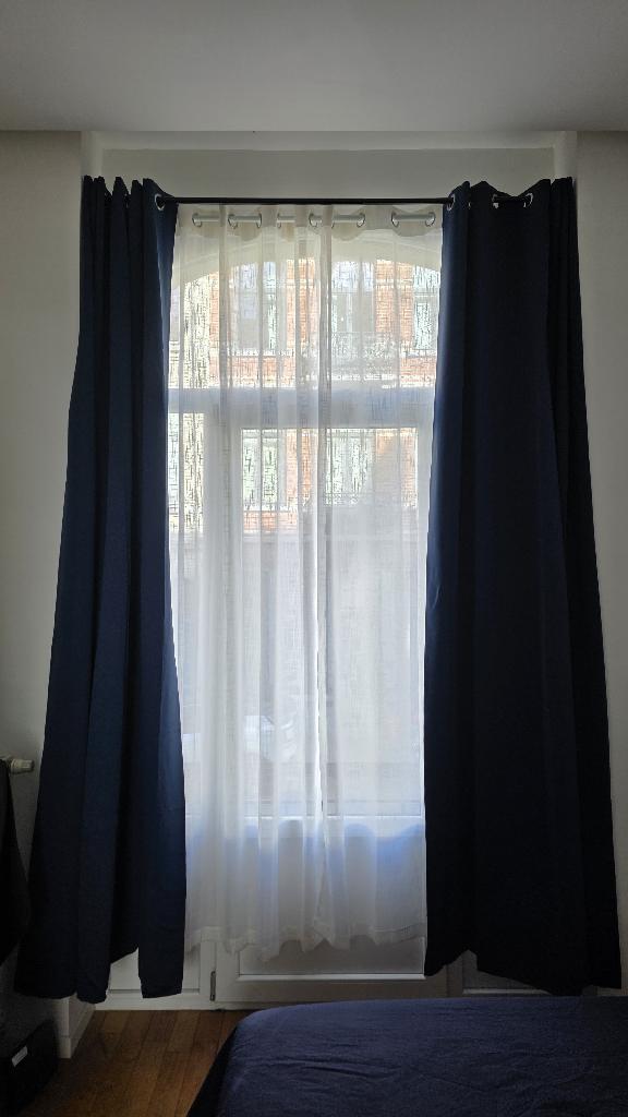 Lot de 2 Rideaux (200x290cm) + Voilage (200x280cm) + Tringle, 200 cm ou plus, Enlèvement ou Envoi, Comme neuf, 200 cm ou plus