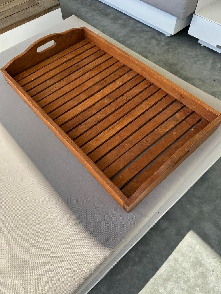 Plateau in teak 66 x 38,5cm, Huis en Inrichting, Woonaccessoires | Dienbladen, Ophalen, Gebruikt, Rechthoekig, Hout