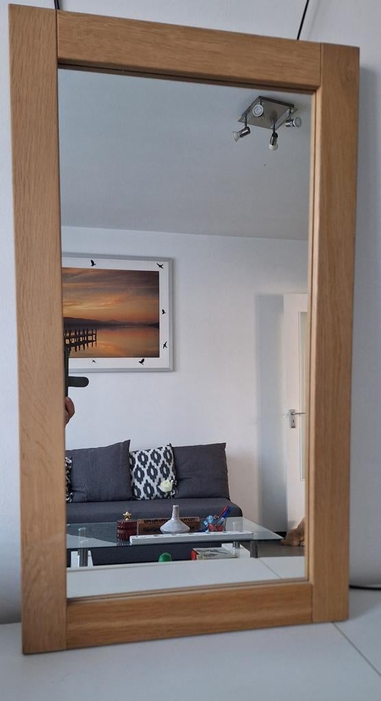 Cadre miroir en bois TECK de très bonne qualité, Comme neuf, Rectangulaire, Moins de 50 cm, Moins de 100 cm