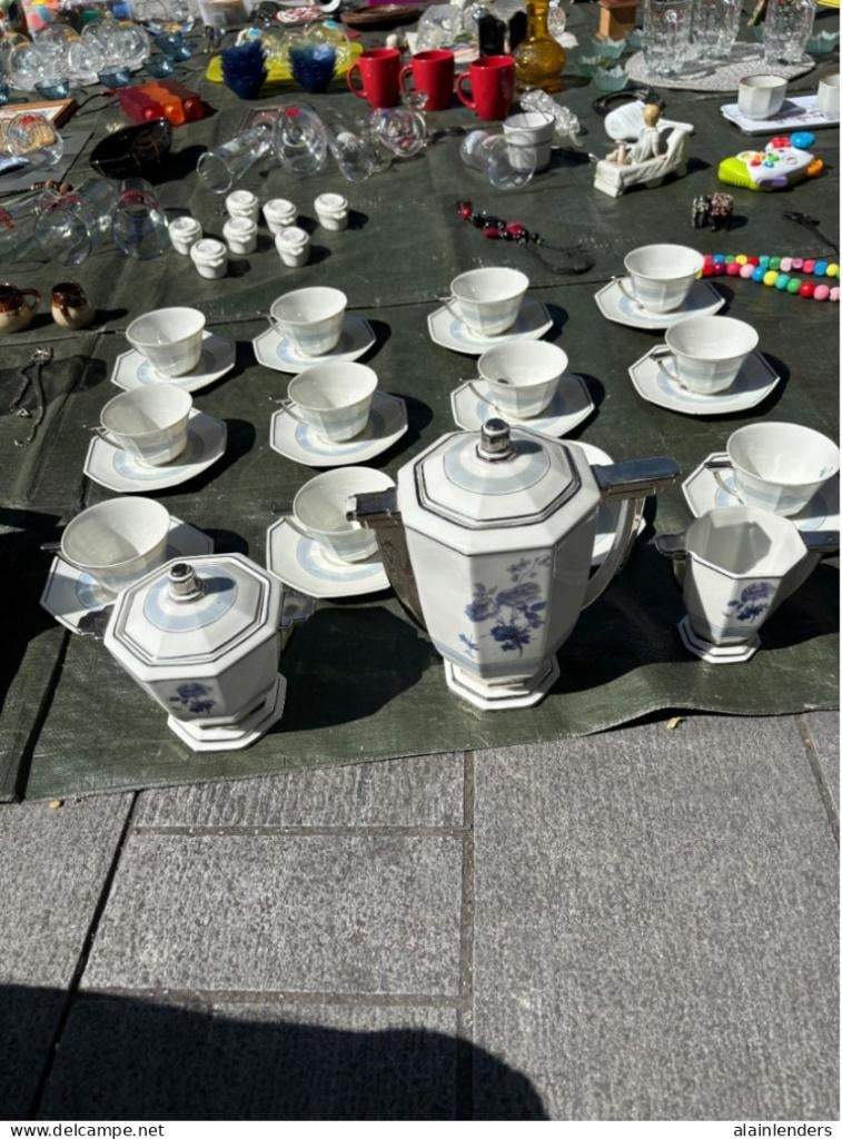 Antieke porseleinen koffieset uit Limoges, Antiek en Kunst, Ophalen