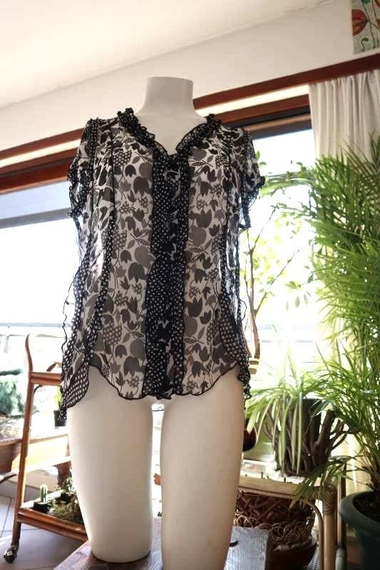 origineel licht zwart wit blouse, Taille 42/44 (L), Manches courtes, Enlèvement ou Envoi, Patrce Breal