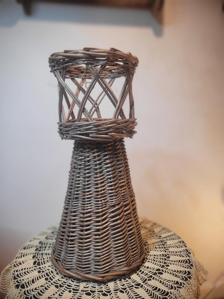 Vintage rieten cachepot/vaas, Antiek en Kunst, Ophalen of Verzenden