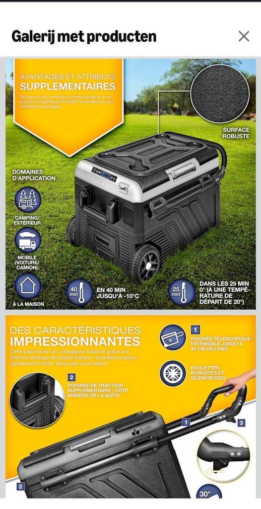 Refroidisseur à compresseur 40L, avec réfrigérateur et congé, Enlèvement