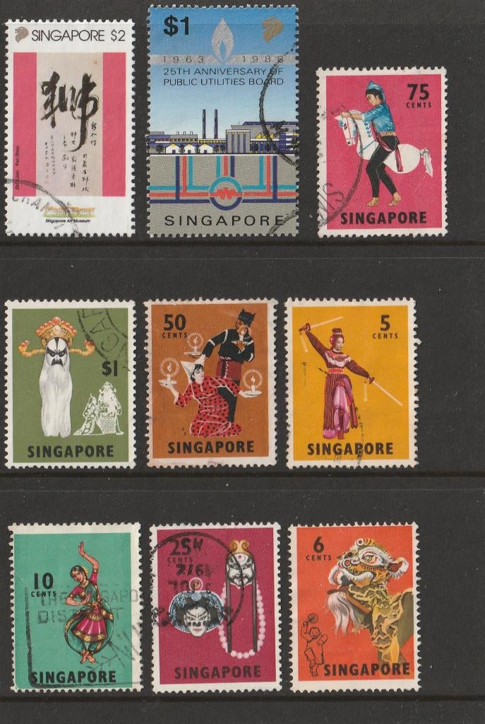 9  LOSSE  ZEGELS  SINGAPORE  Varia, Postzegels en Munten, Postzegels | Thematische zegels, Verzenden, Gestempeld, Overige thema's