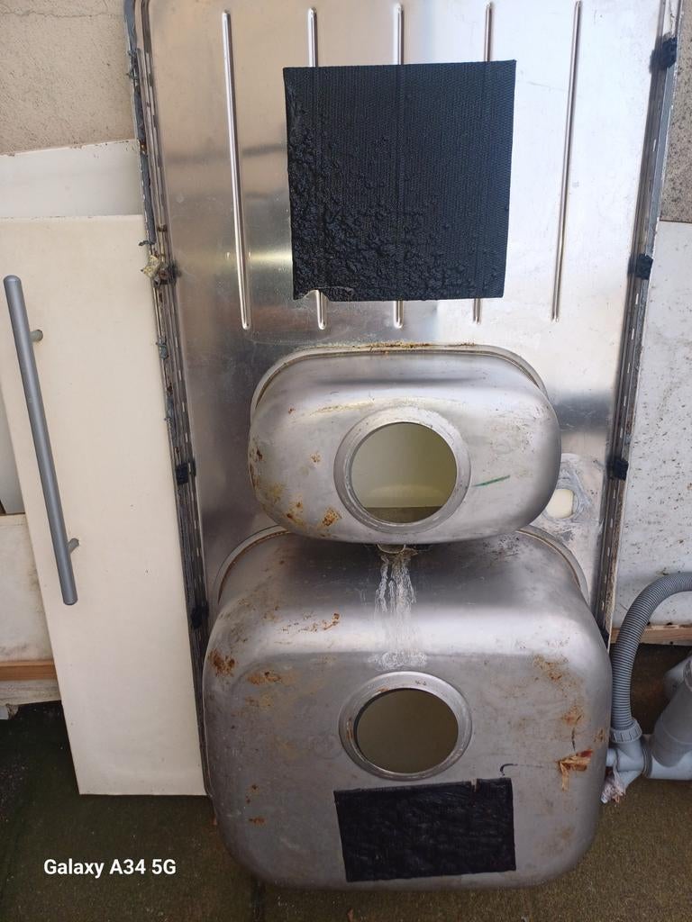 Évier deux bacs inox, Bricolage & Construction, Enlèvement, Utilisé