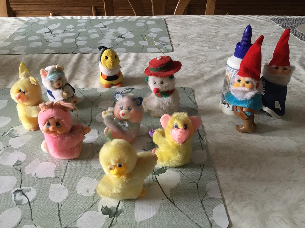 Retro knijp figuurtjes knuffels, Ophalen of Verzenden, Roze, Eend