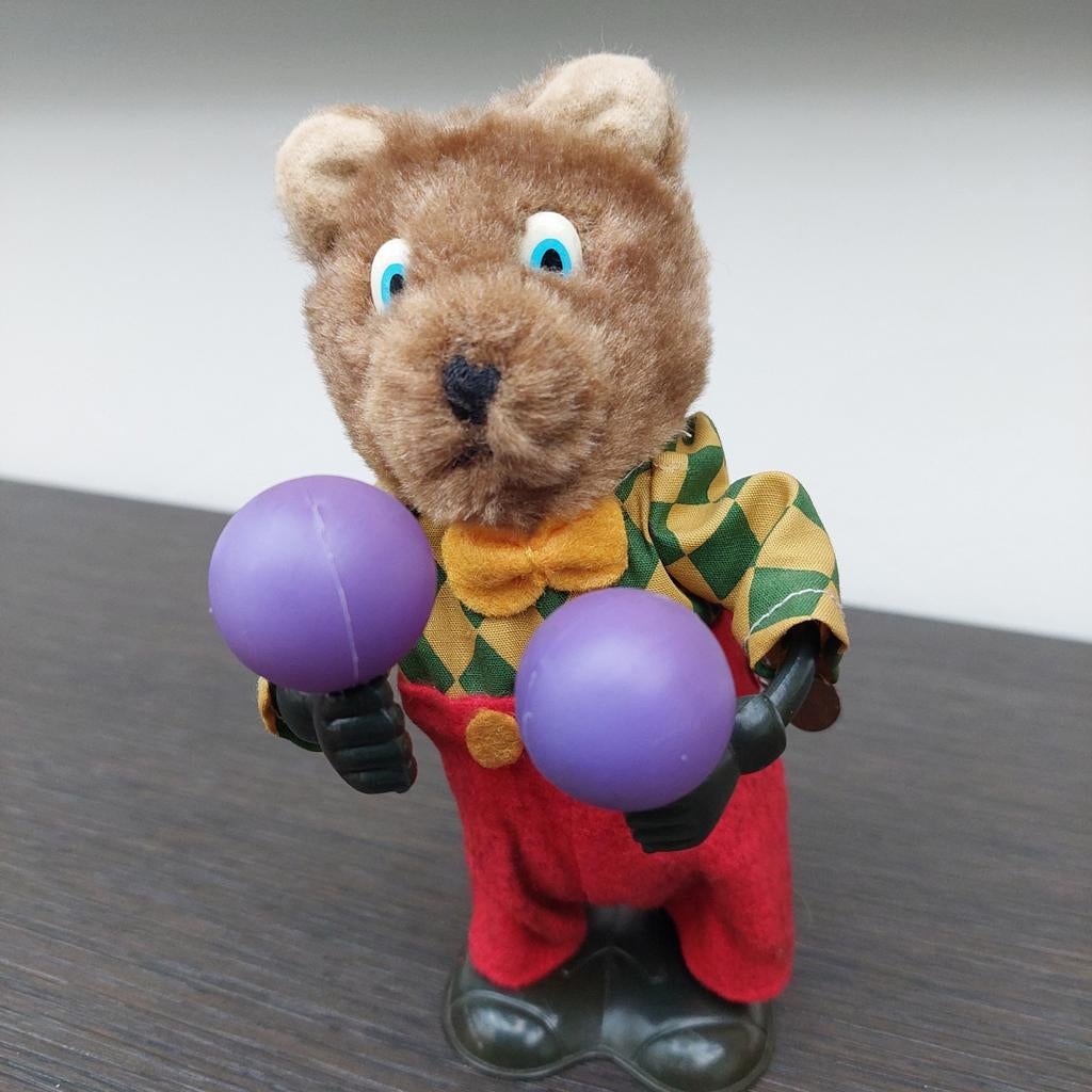 Mooi oud opwindbaar beertje met samballen zeer mooie staat!, Antiek en Kunst, Antiek | Speelgoed, Ophalen