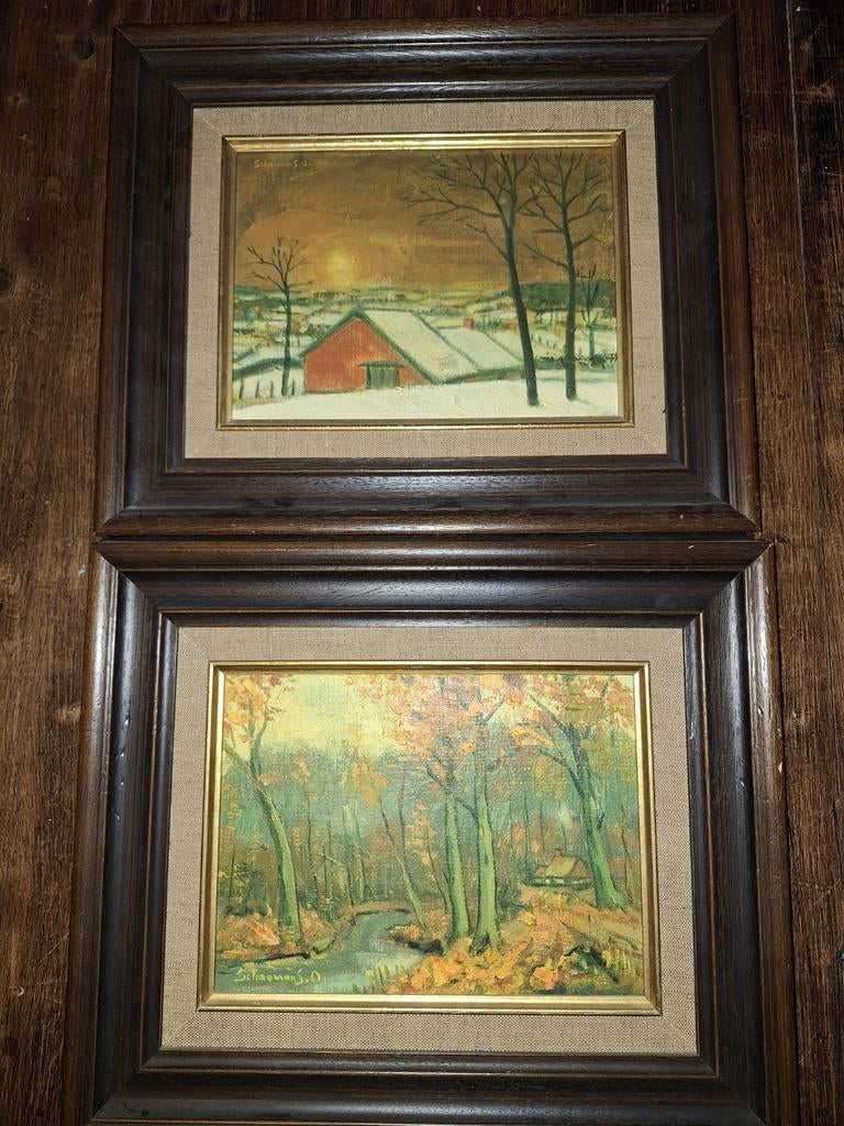 Octaaf Schoemans, 2 schilderijen, Ophalen of Verzenden