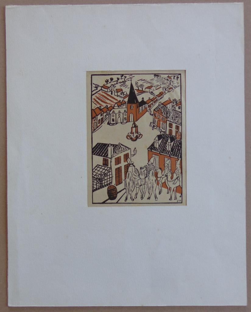 EDGARD TYTGAT / LOT VAN 3 STUKS / KLEURHOUTSNEDE / 36x29cm, Antiquités & Art, Enlèvement ou Envoi