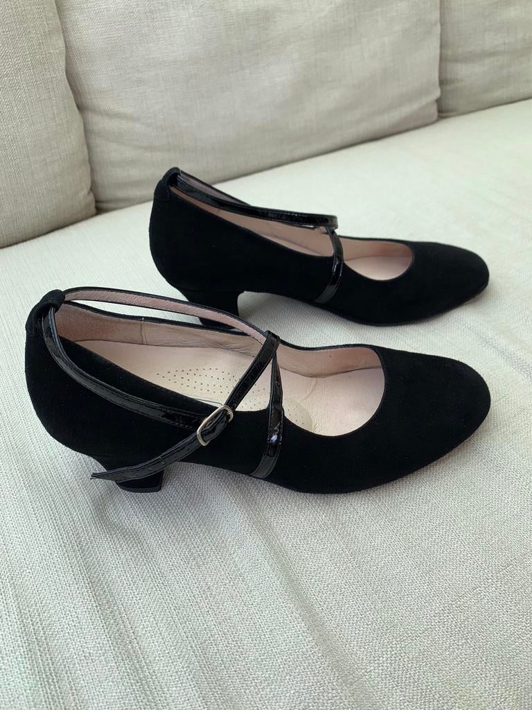 Chaussures de danse Dain noires taille 41, talon 26 cm., Sports & Fitness, Enlèvement, Comme neuf